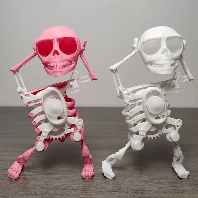 3D mini skull gravity toy dancing skeleton in pink and white colour 17cm height