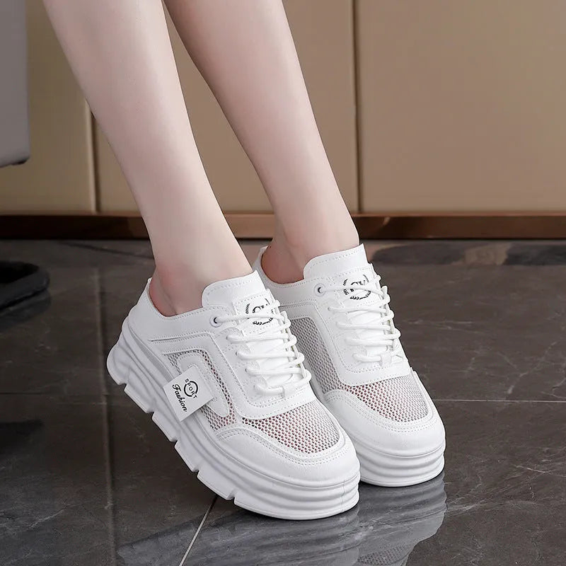 Women's mesh half slippers in black, khaki and white with round toe and rubber sole