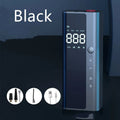 Portable wireless car air pump 165x65x45mm with digital display, 60W motor, and USB charging cable