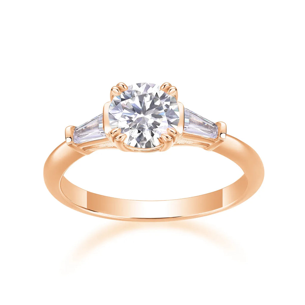 GODDNESS 1-carat moissanite wedding ring set in S925 silver with platinum plating, rose gold finish, gift box