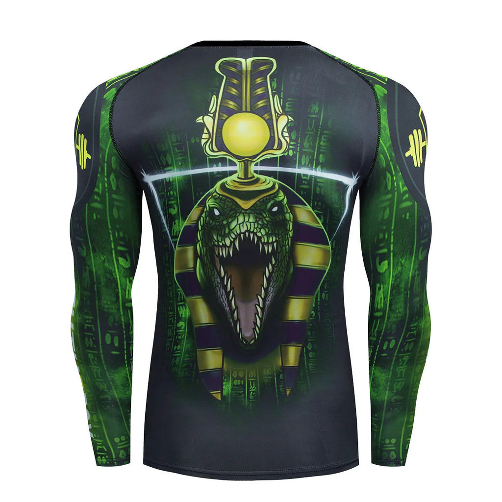 Men's slim-fit ZF016 style athletic suit with printed pattern, featuring a long sleeve top and trousers for sports.