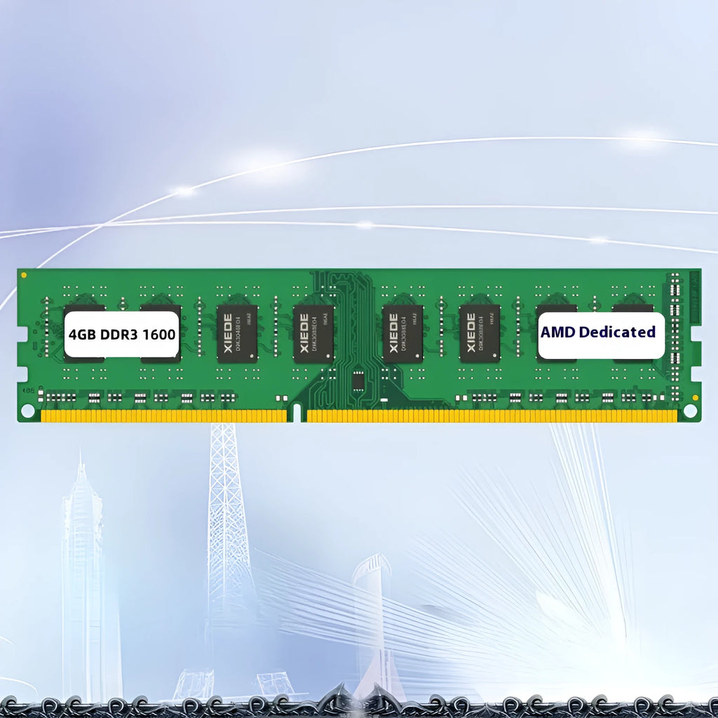 Desktop DDR3 4GB 1600MHz memory module for AMD systems with PC3-12800 specifications