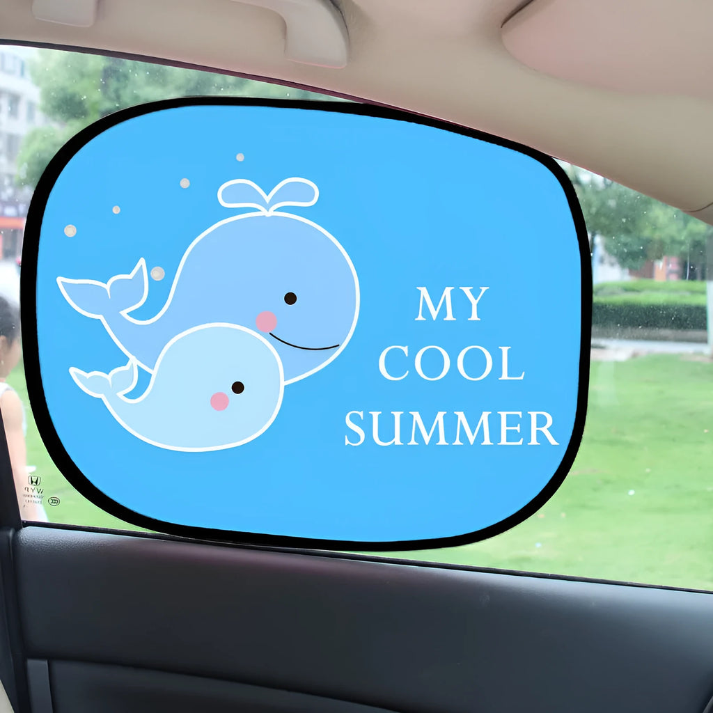 Electrostatic car sunshade pair for side windows in animal design