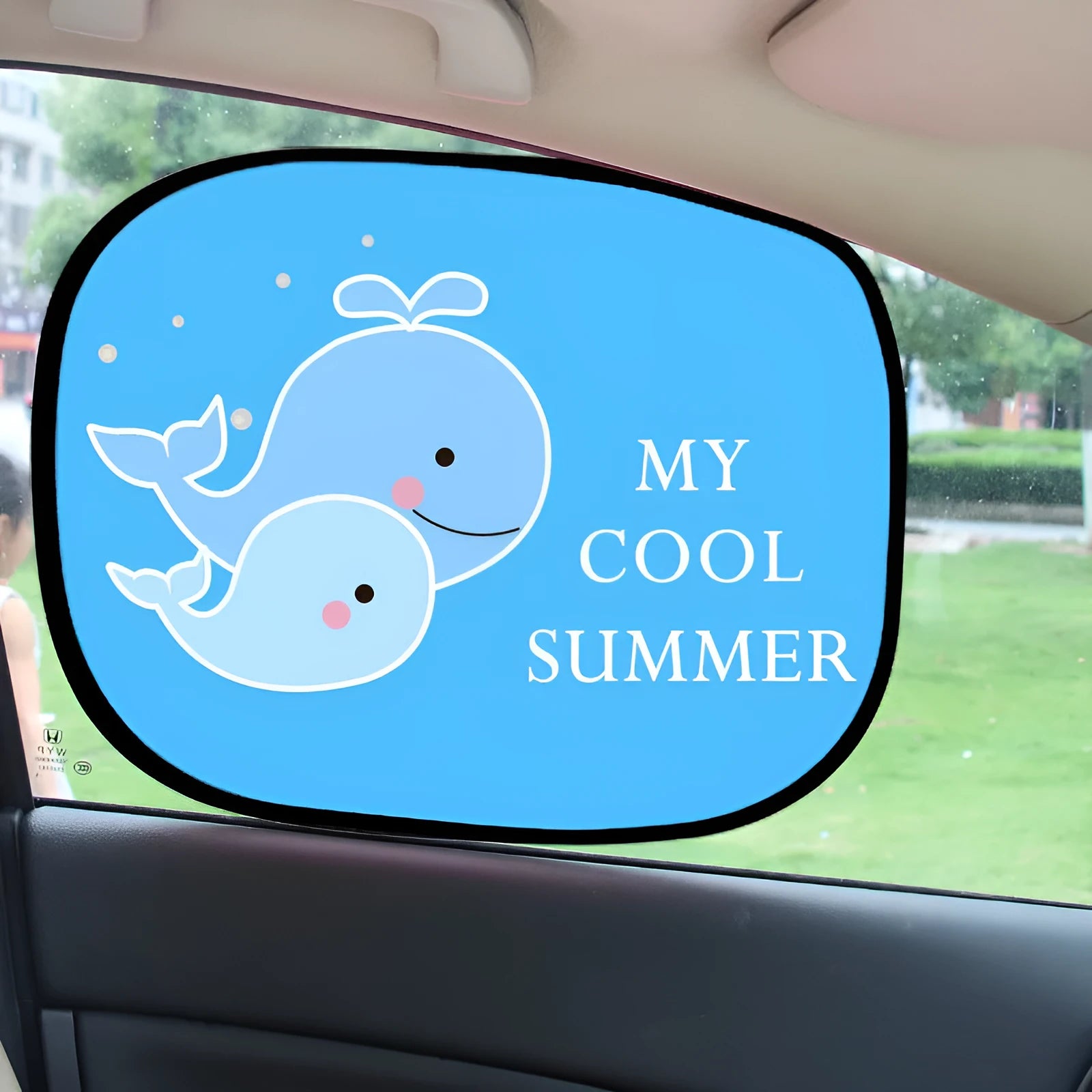 Electrostatic car sunshade pair for side windows in animal design