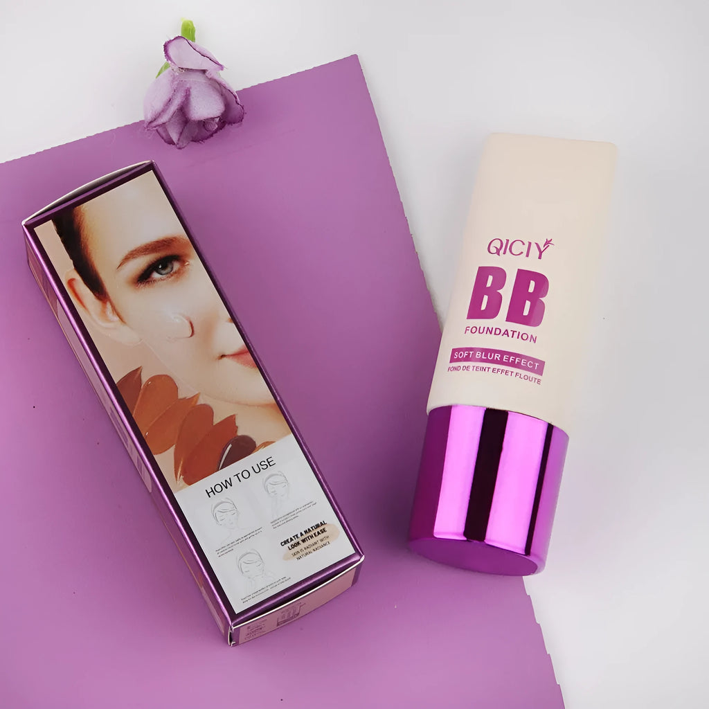Feeding bottle of BB cream liquid foundation concealer showing brightening repair formula.