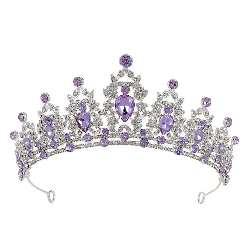 Baroque crown wedding headdress with rhinestone treatment in silver and gold colour options