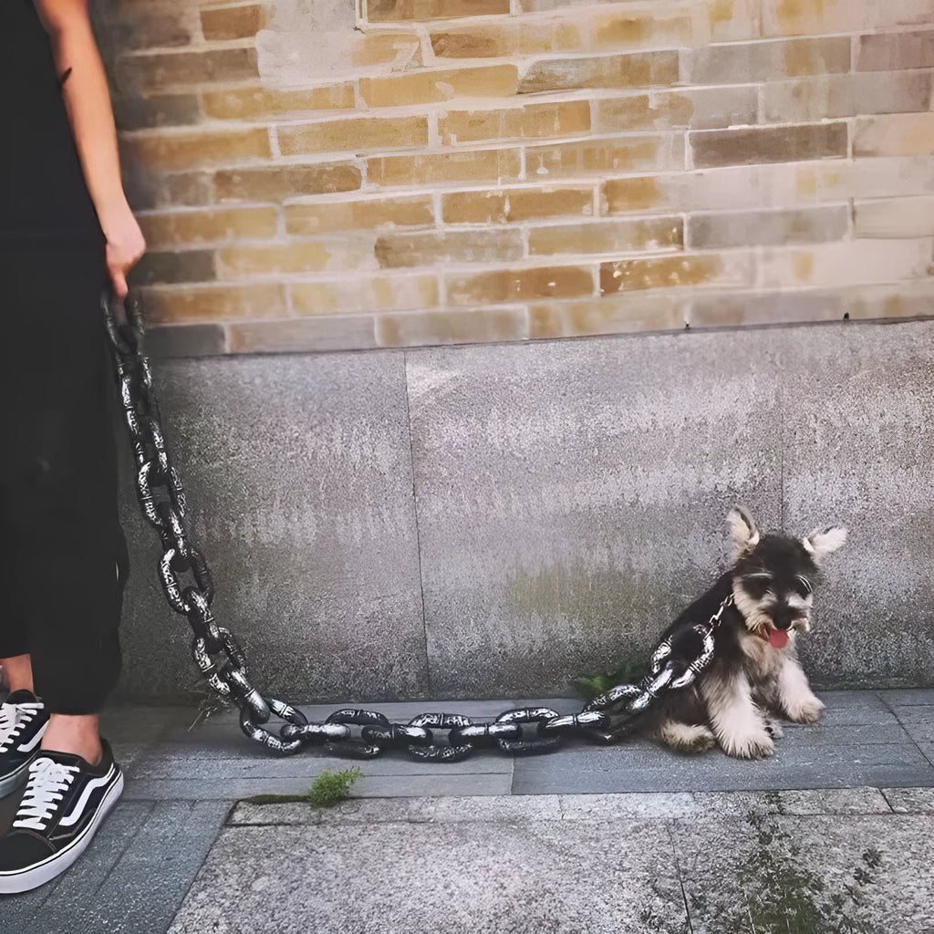 PP plastic simulation dog leash video prop in bronze, antique silver, or black colour.
