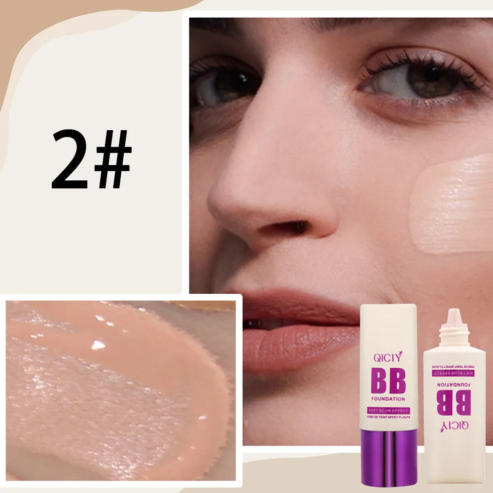 Feeding bottle of BB cream liquid foundation concealer showing brightening repair formula.