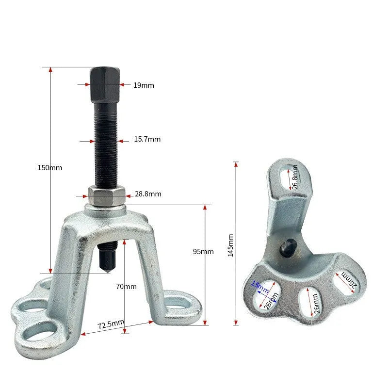 Chrome vanadium steel wheel hub puller tool for cars and electric tricycles with three style options A, B, and C.