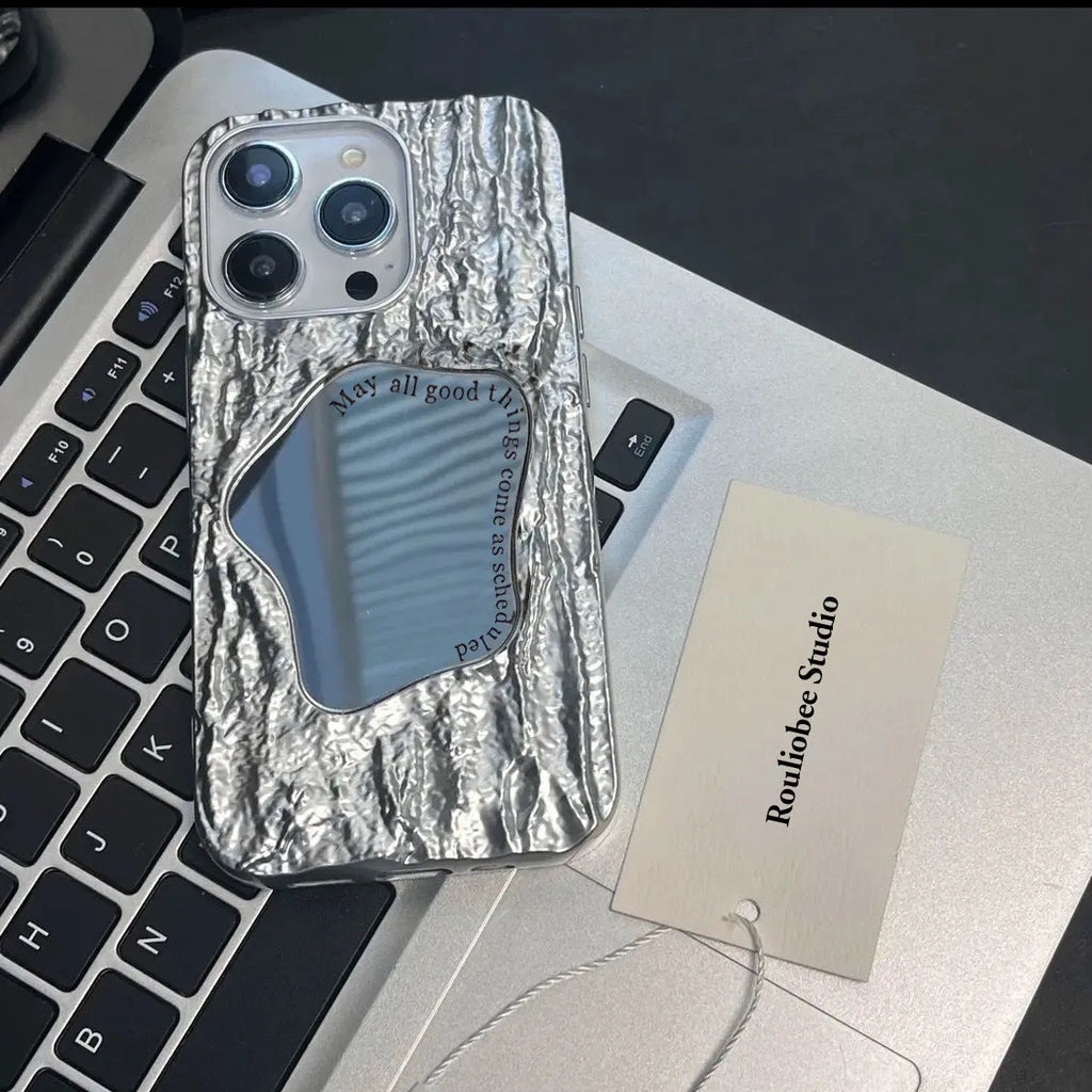Fashion electroplated silicone phone case with mirror finish and fall protection in New Year red stone pattern