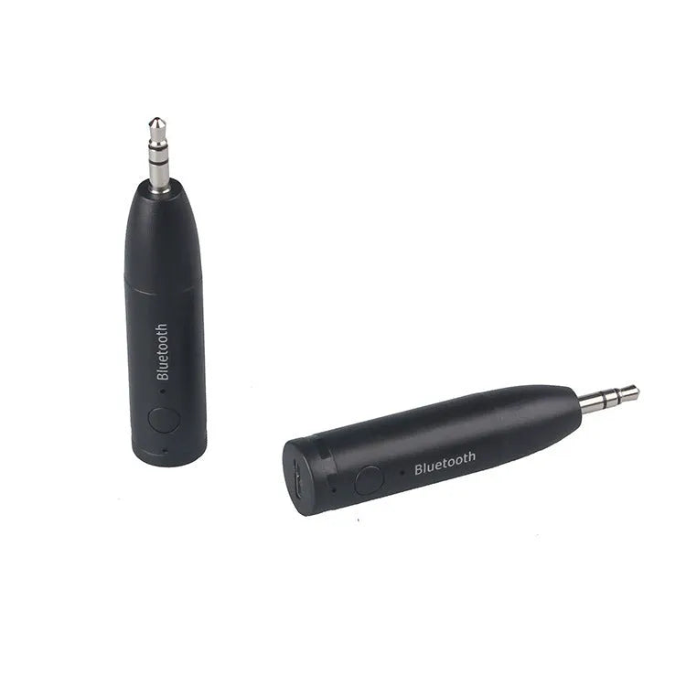 Black car Bluetooth audio receiver adapter with USB charging cable for 3.5mm AUX ports