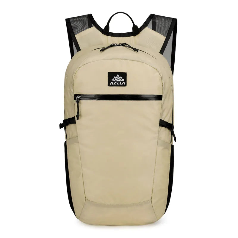AZELA lightweight lime green backpack with multiple pockets and mesh straps on a plain background