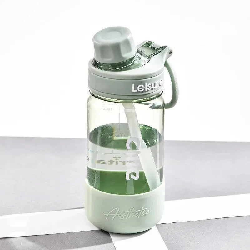 Grey green pink plastic straw heat-resistant cup in 520ml 780ml 1000ml sizes