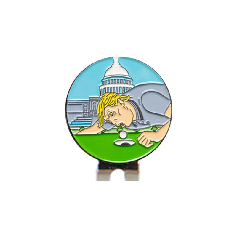 Zinc alloy golf hat clip showing personalised commemorative patterns including Dragon Year design