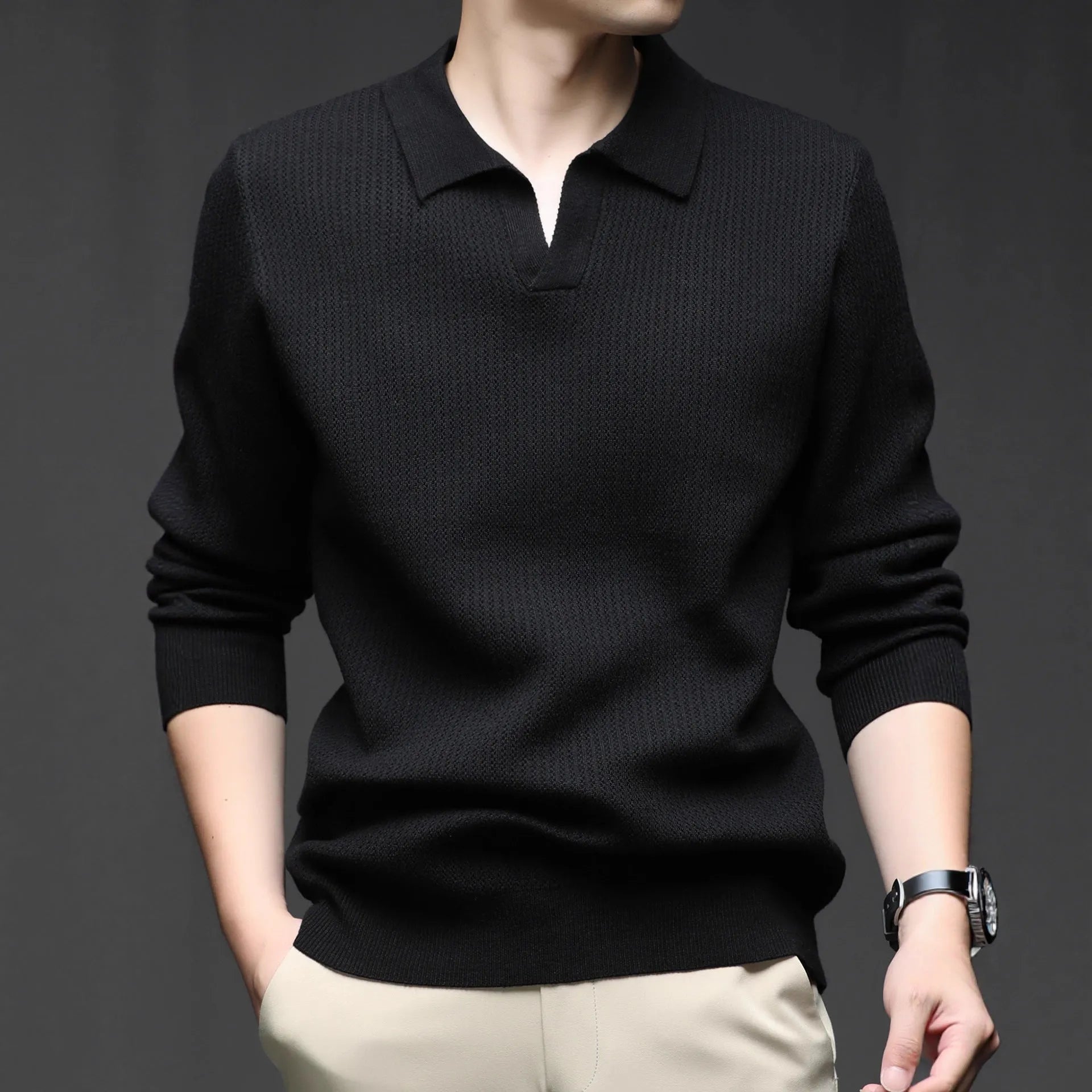 Men's loose fit casual pullover sweater in green colour for autumn winter wear