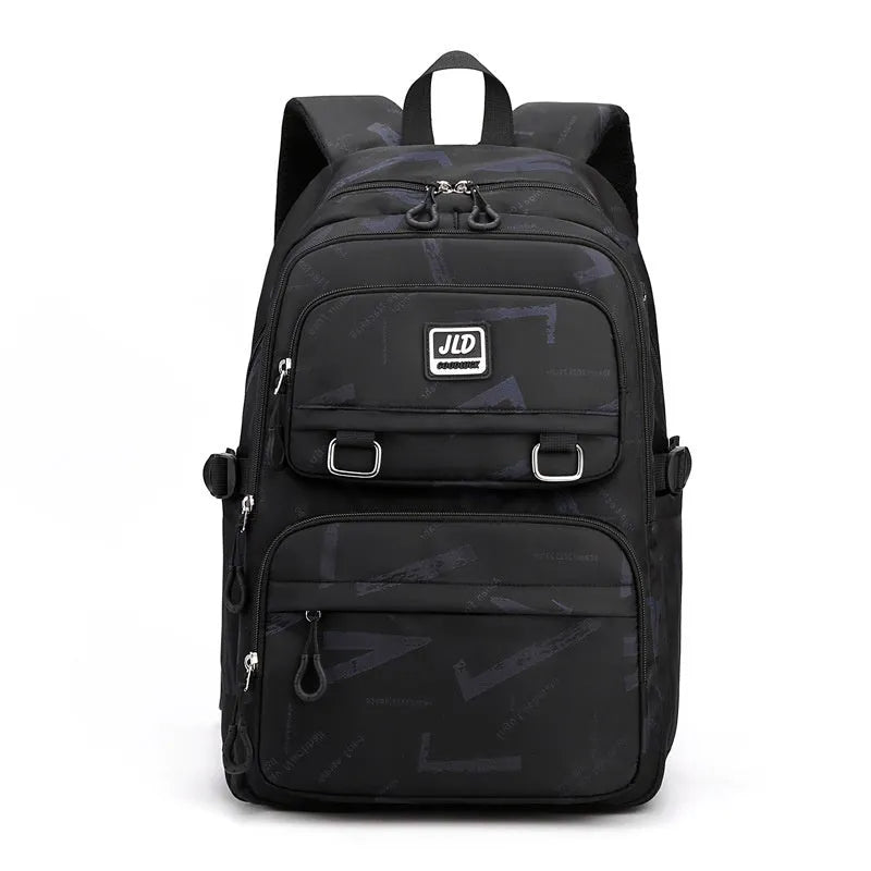 Girls large capacity nylon school backpack with anti-theft function and physiological curve back support