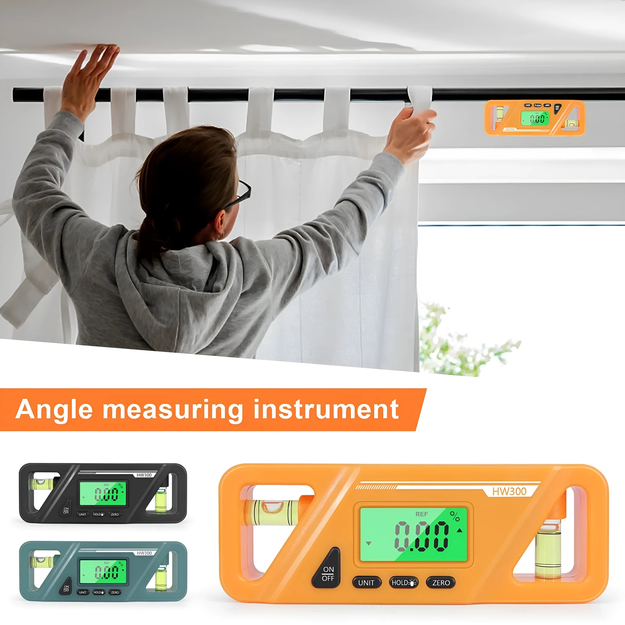 Digital magnetic inclinometer level meter showing angle display on a metal surface