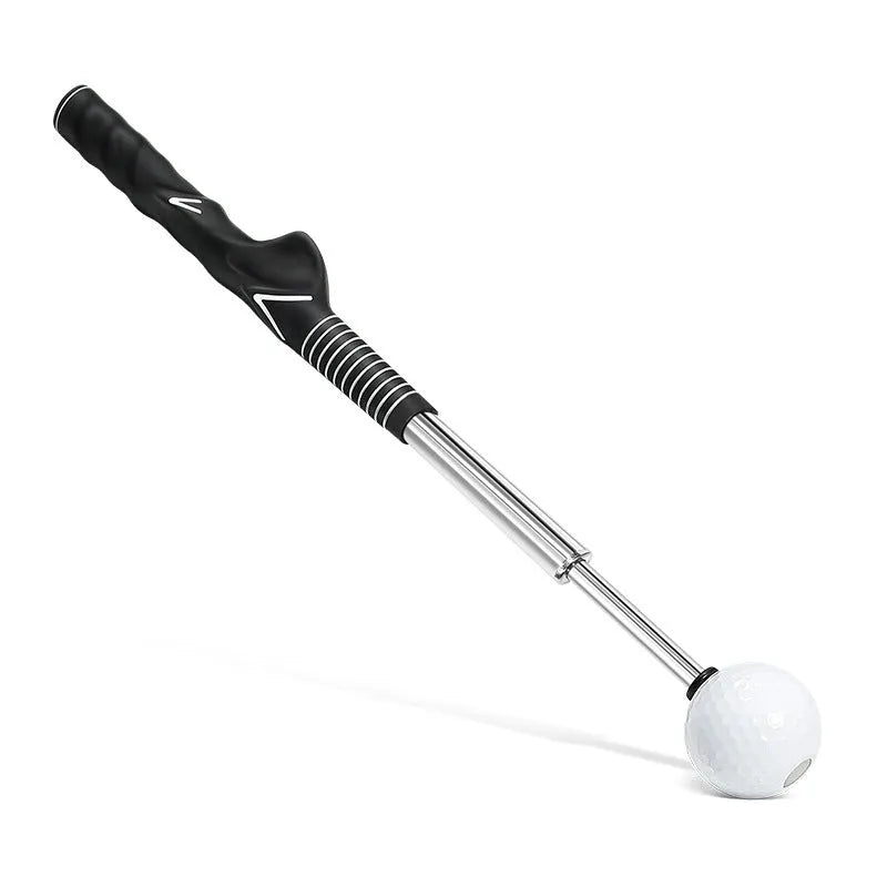 Telescopic golf swing trainer simulator with adjustable stainless steel shaft in choice of colours