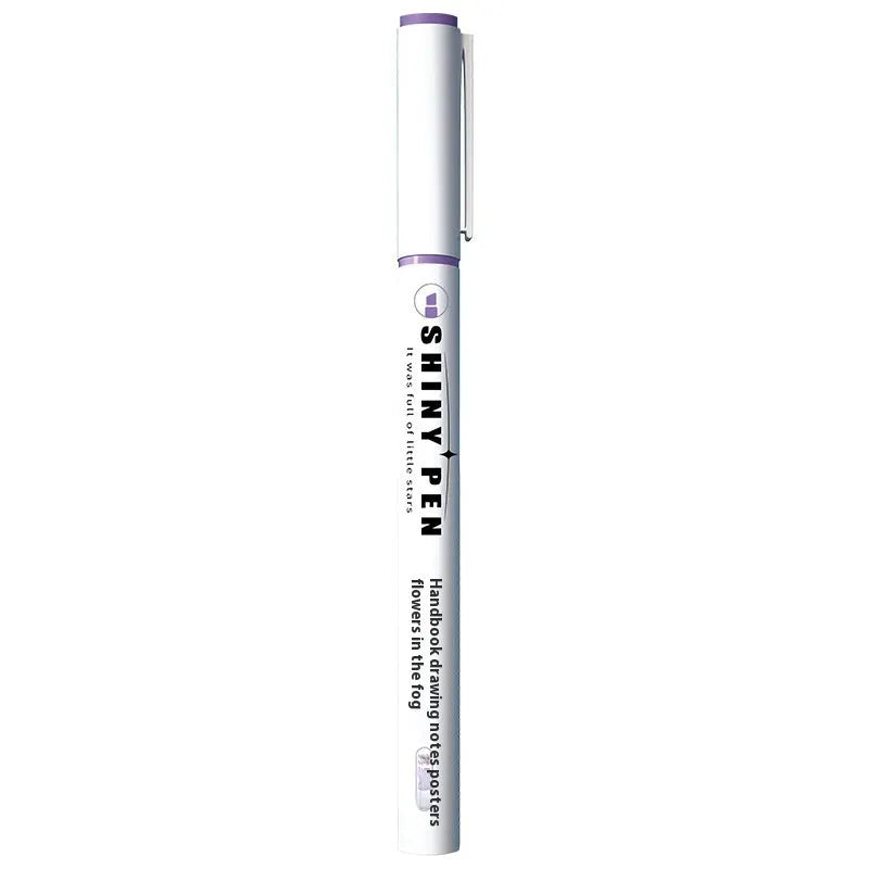 Set of four glitter fluorescent highlighter pens with pastel colours in a star river design box.