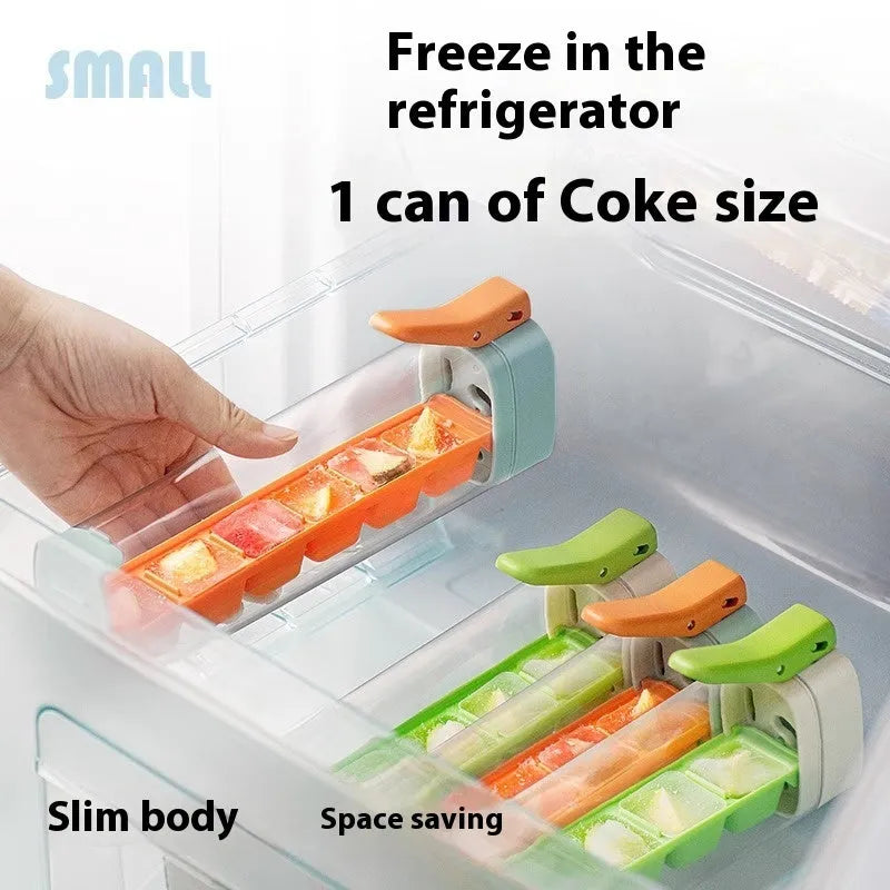 Food-grade PET ice cube tray with storage box, 1 litre, press-release, Maldives colour or Pearl White