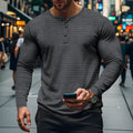 Men's jacquard small check long sleeve pullover top in loose fit, polyester, seven colours, sizes S to XXXL
