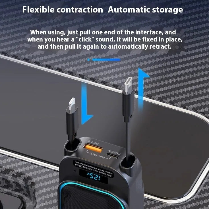 SC07 digital quick charge USB charger with four ports and stretch cable for car cigarette lighter