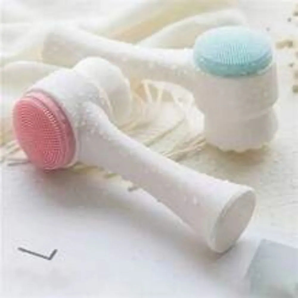 Blue handheld pet paw brush with nylon bristles for cleaning dog and cat paws.