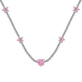 925 sterling silver tennis necklace with heart-shaped pendant for women, electroplated finish