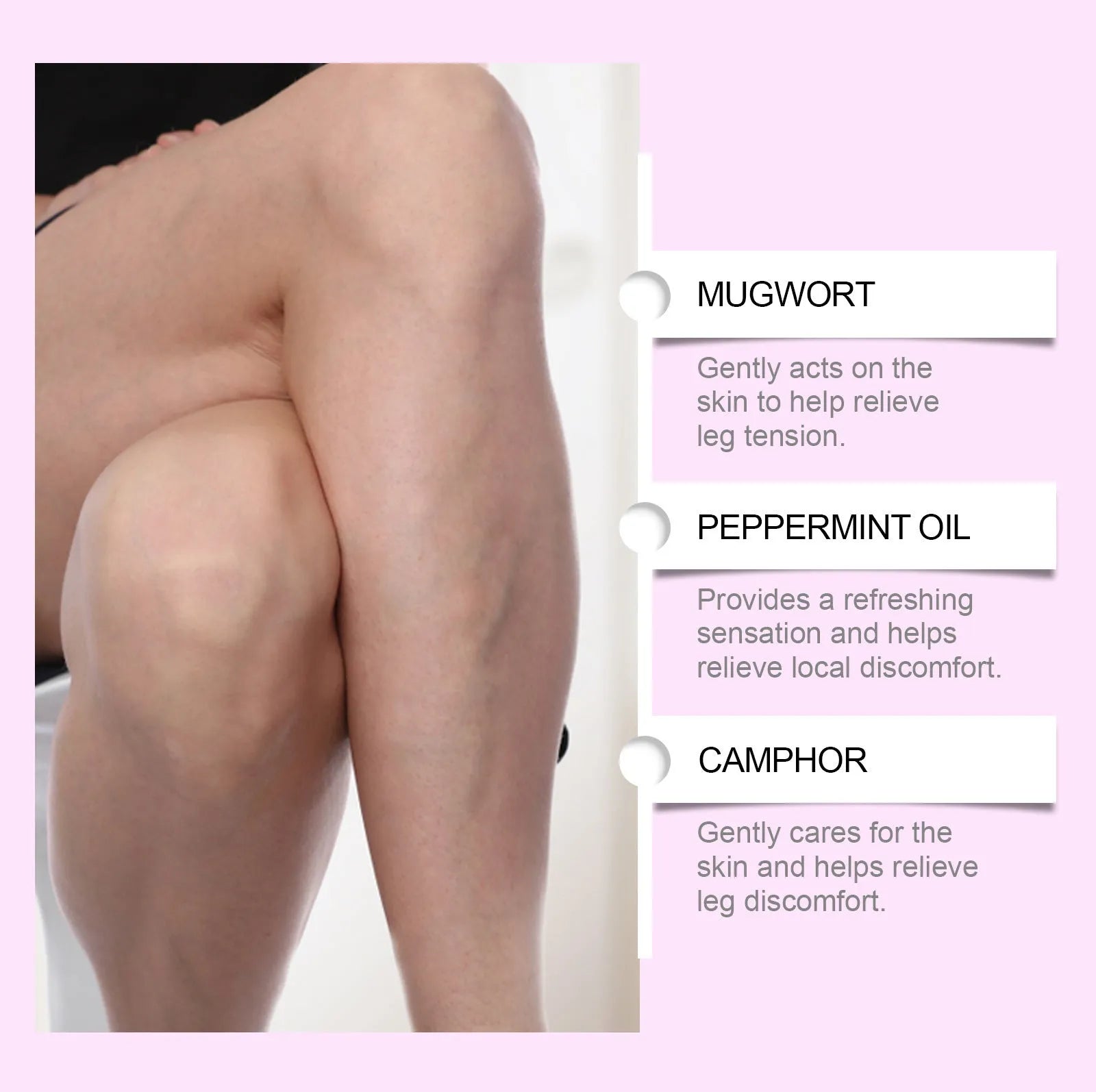 Leg care patch kit containing 12 nursing patches with plant ingredients for nourishing massage