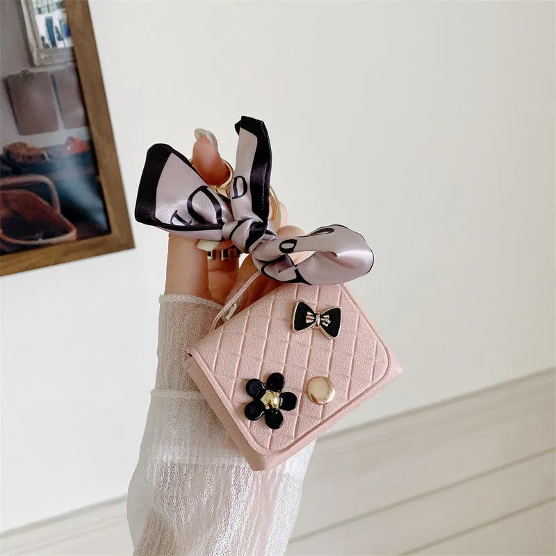 Simulated leather earphone bag for Apple AirPods in pink with soft shell design