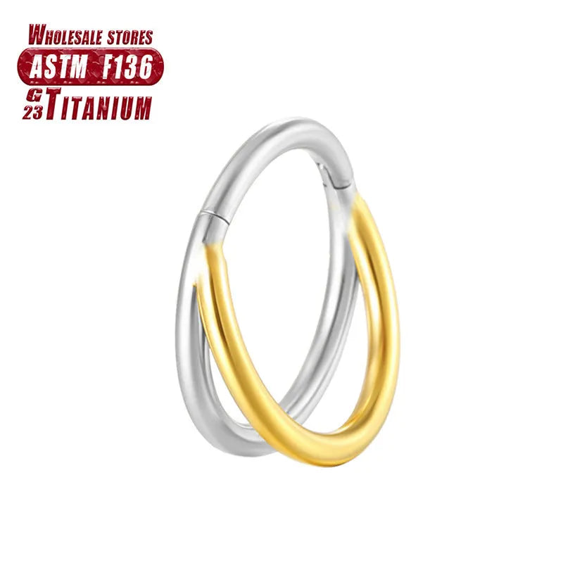 Titanium alloy fork nose ring in silver, gold, black, rose gold and colourful finishes.