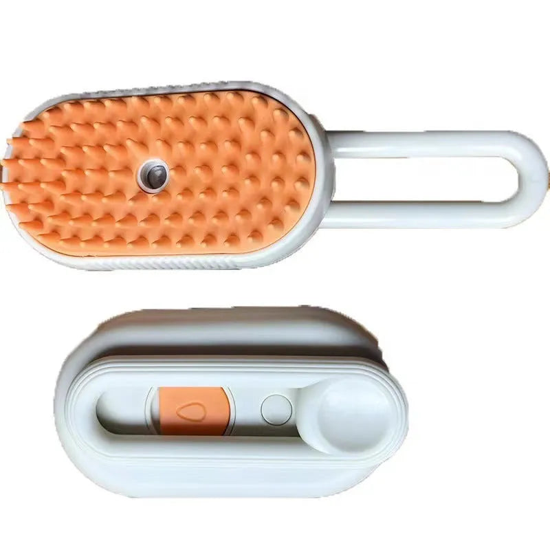 Handheld pet grooming spray brush with massage comb in avocado green colour