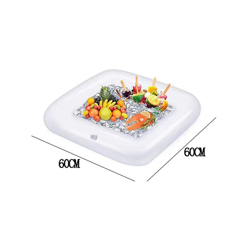PVC inflatable ice bar with cup holders and yellow ice bucket for outdoor parties