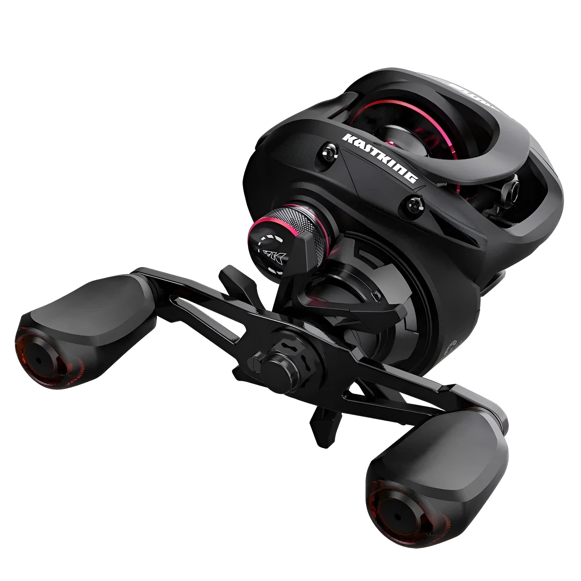 Drip wheel lure fishing rod with rocking wheel line mechanism showing left and right hand wheel options