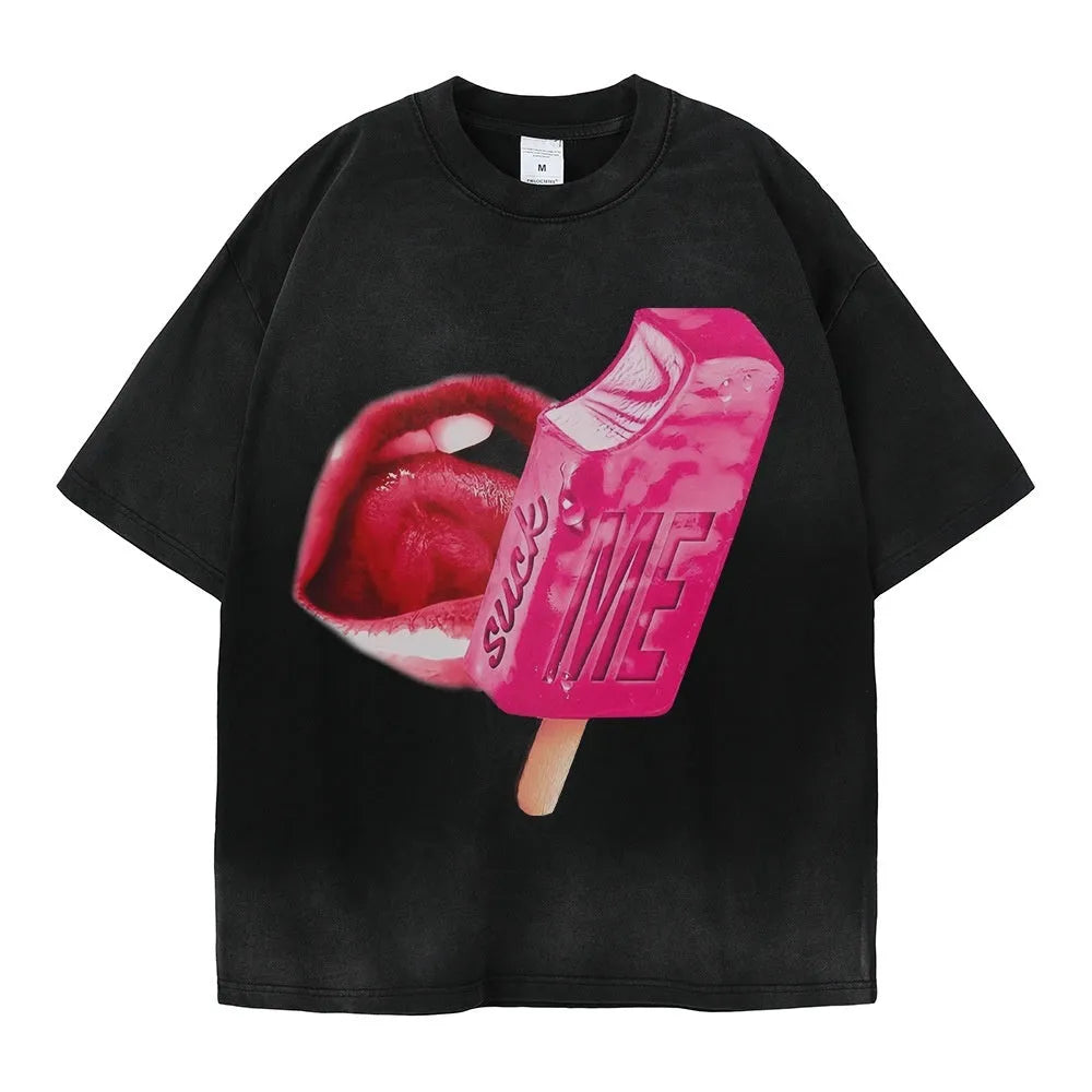 A loose-fit heavy washed cotton t-shirt in a streetwear style, shown in multiple colour options.