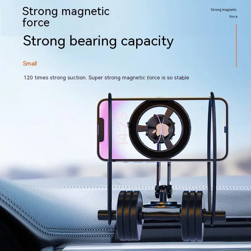 All-metal magnetic car phone holder in four metallic colours with magnetic rings and adhesive pads
