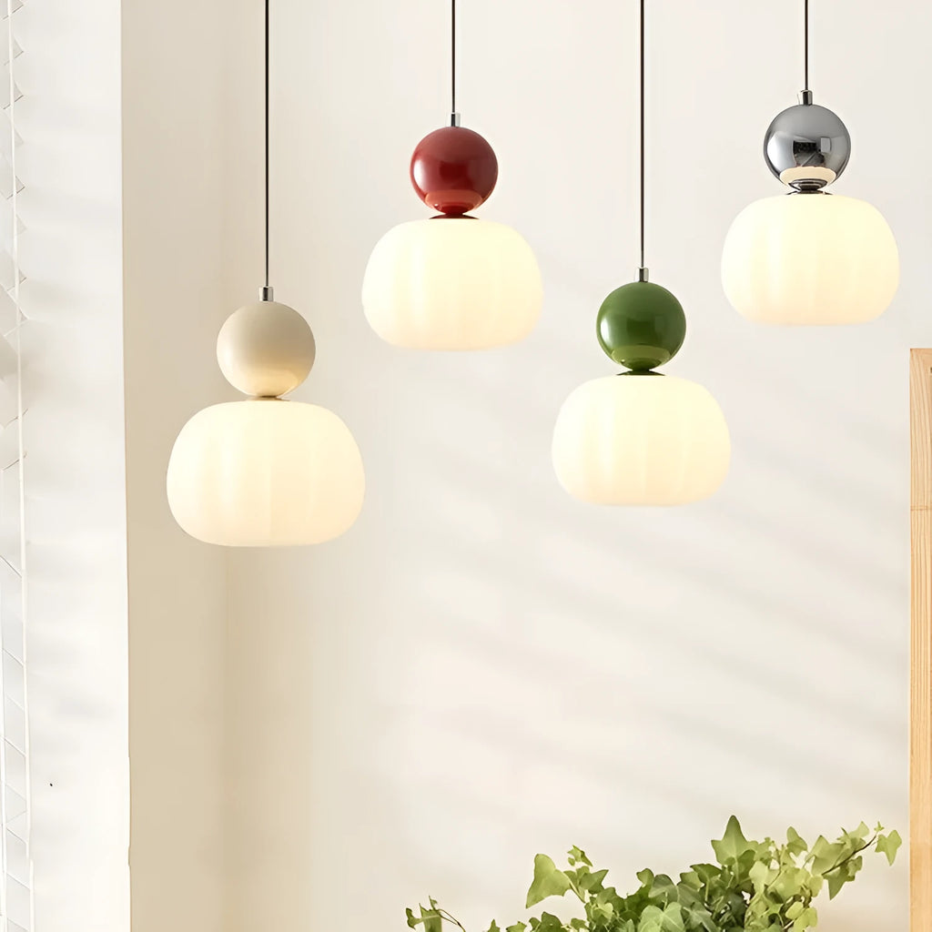 Nordic style pumpkin-shaped bedroom chandelier in alloy with multiple head and colour options