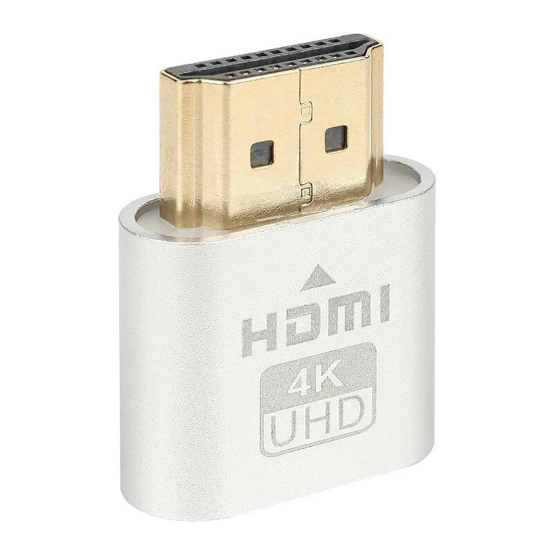 Compact 26.5mm HDMI dummy load plug for graphics cards in various connector colours.