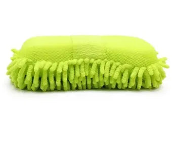 Silver green microfiber chenille car wash sponge for cleaning vehicle interiors and exteriors