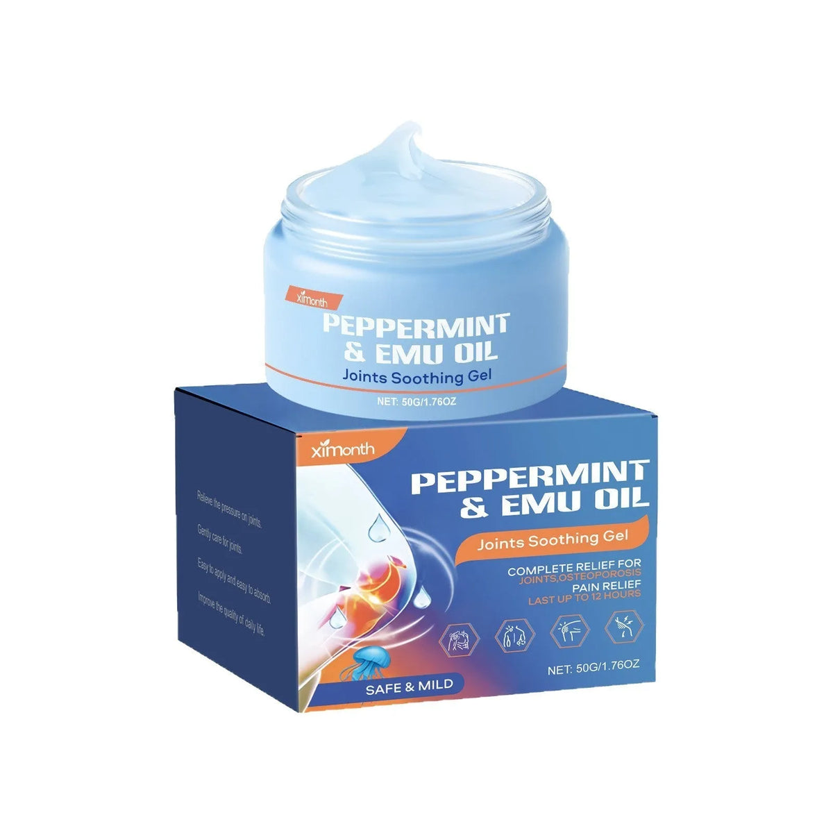 50g joint soothing gel tube with menthol, mint leaf and emu oil for topical joint massage