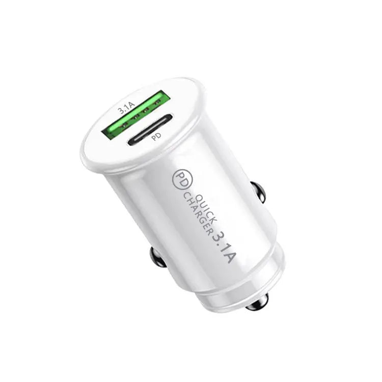 Dual USB port car charger converter for 12V/24V vehicles in black bare metal finish