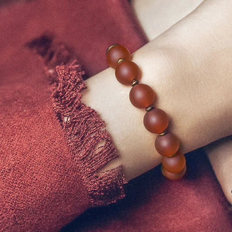 Retro ethnic style couples bracelet with natural agate stone beads in traditional processing