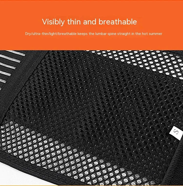 Black sports waist support belt with steel plate lumbar protection for fitness activities