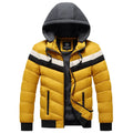 Men winter casual plus size hooded jacket in black, thickened polyester, size L to 4XL