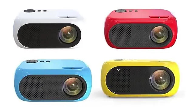 M24 micro mini portable LED projector in gold or white with 640×360p resolution on ABS casing