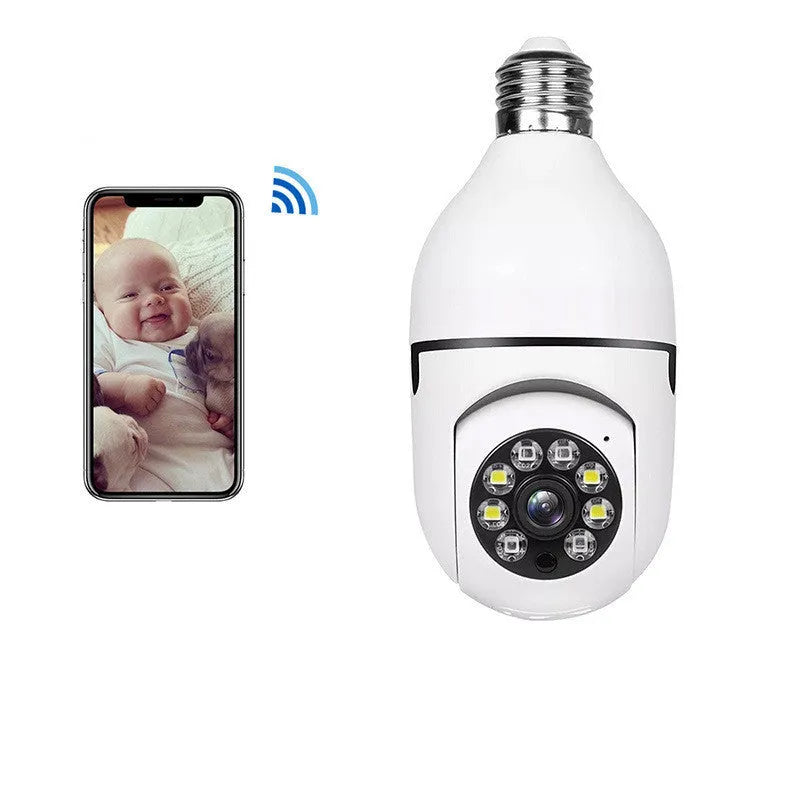 White A6 light bulb surveillance camera with 8GB memory card for indoor and outdoor use
