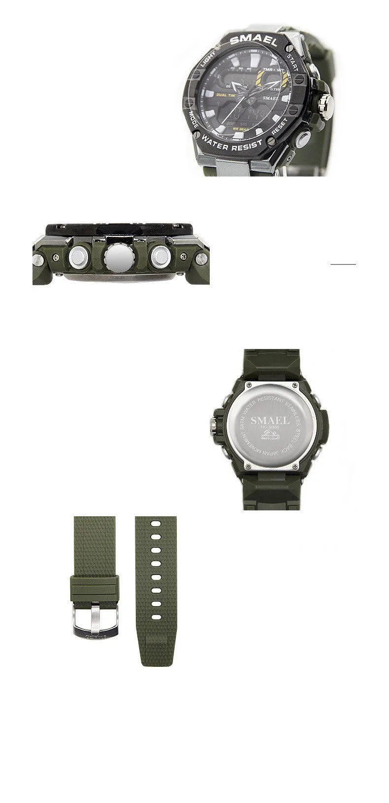 Digital alloy electronic watch for men with 47mm dial, dual movement, and 50m water resistance in Steel Blue