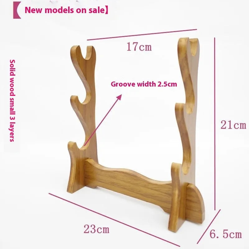 Handmade wooden Chinese style wall shelf bracket with multiple display tiers for ornaments