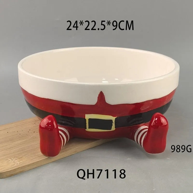 White porcelain creative Christmas ornament fruit plate snack storage tray with modern simplicity design