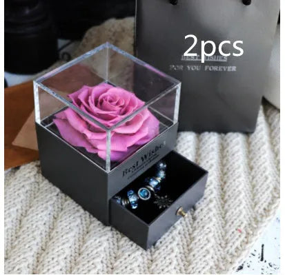 Eternal flower rose jewellery box decorative display gift packaging 8.5 cm